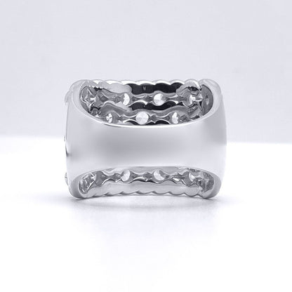 Silver  Round CZ King George III Keeper Guard Ring - ARN167