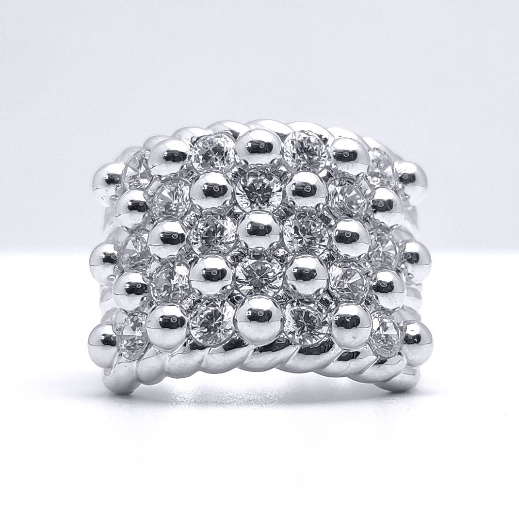 Silver  Round CZ King George III Keeper Guard Ring - ARN167