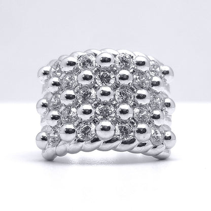 Silver  Round CZ King George III Keeper Guard Ring - ARN167