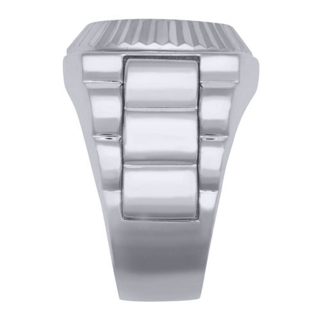 Silver  Round CZ Fluted Bezel Presidential Cluster Ring - ARN168