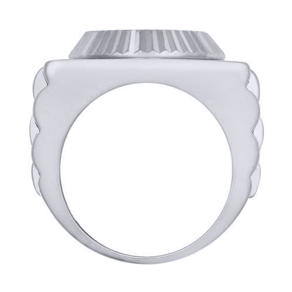 Silver  Round CZ Fluted Bezel Presidential Cluster Ring - ARN168