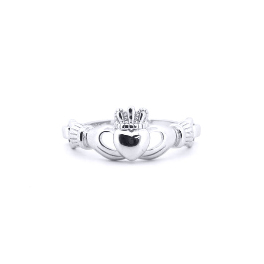 Unisex Silver  Love Heart Crown Hands Claddagh Ring - ARN178