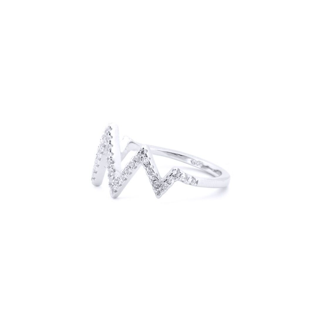 Silver  Round CZ Zig Zag Shockwave Cluster Ring - ARN179