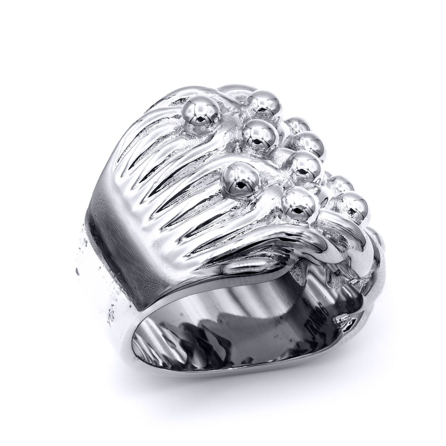 Silver  4 Row King George III Keeper Guard Rope Edge Ring - ARN205