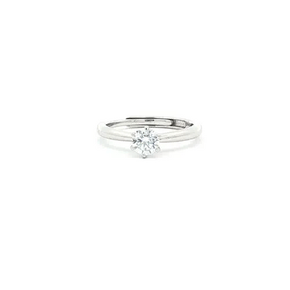 Silver  Solitaire CZ Adjustable Proposal Ring - 5mm (0.5ct Look) - ARN206A
