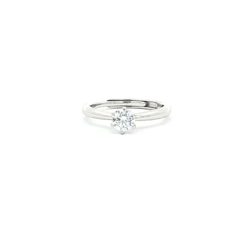 Silver  Solitaire CZ Adjustable Proposal Ring - 5mm (0.5ct Look) - ARN206A