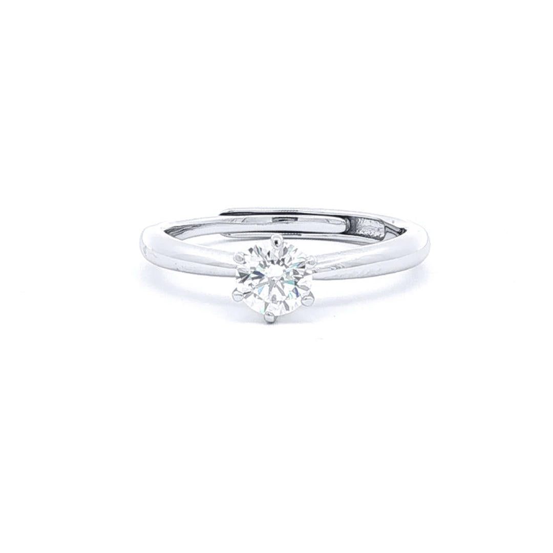 Silver  Solitaire CZ Adjustable Proposal Ring - 5mm (0.5ct Look) - ARN206A