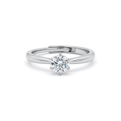 Silver  Solitaire CZ Adjustable Proposal Ring - 5mm (0.5ct Look) - ARN206A