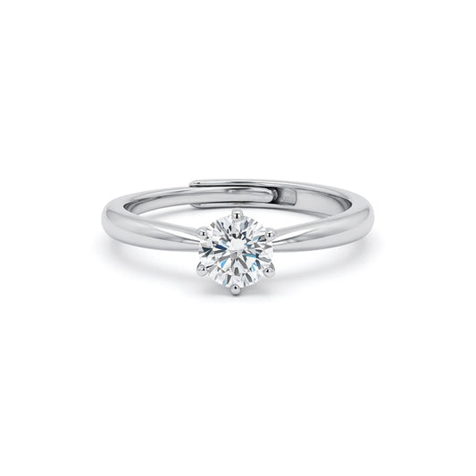Silver  Solitaire CZ Adjustable Proposal Ring - 5mm (0.5ct Look) - ARN206A