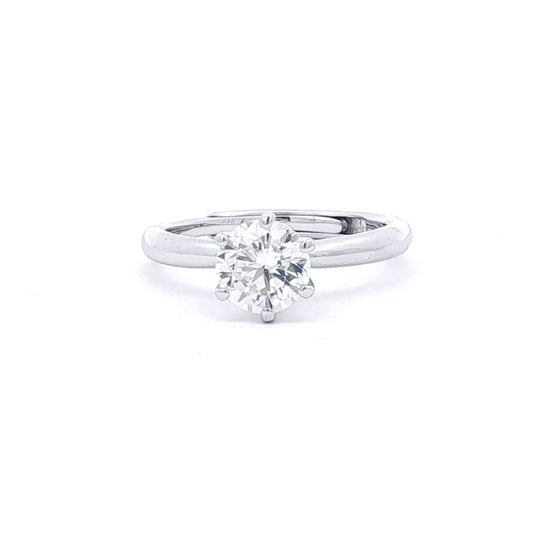 Silver  Solitaire CZ Adjustable Proposal Ring - 6.5mm (1ct Look) - ARN206B