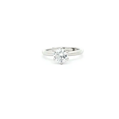 Silver  Solitaire CZ Adjustable Proposal Ring - 6.5mm (1ct Look) - ARN206B