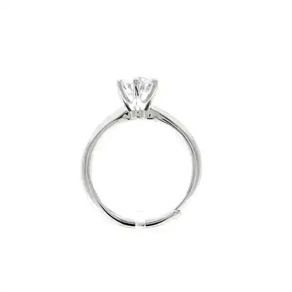 Silver  Solitaire CZ Adjustable Proposal Ring - 6.5mm (1ct Look) - ARN206B