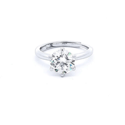 Silver  Solitaire CZ Adjustable Proposal Ring - 8mm (2ct Look) - ARN206C