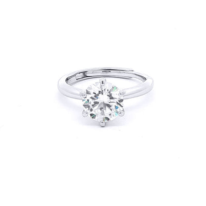 Silver  Solitaire CZ Adjustable Proposal Ring - 8mm (2ct Look) - ARN206C