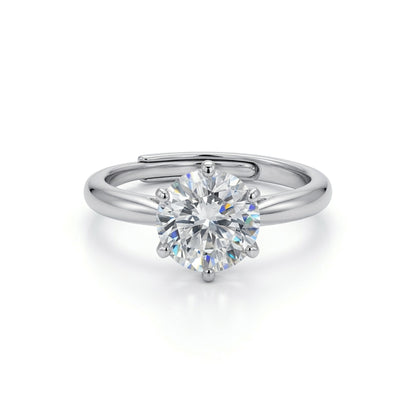 Silver  Solitaire CZ Adjustable Proposal Ring - 8mm (2ct Look) - ARN206C