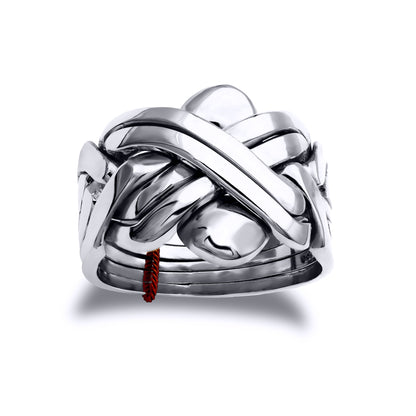 Mens Solid 925 Sterling Silver  6 Piece Puzzle Ring - ARN208