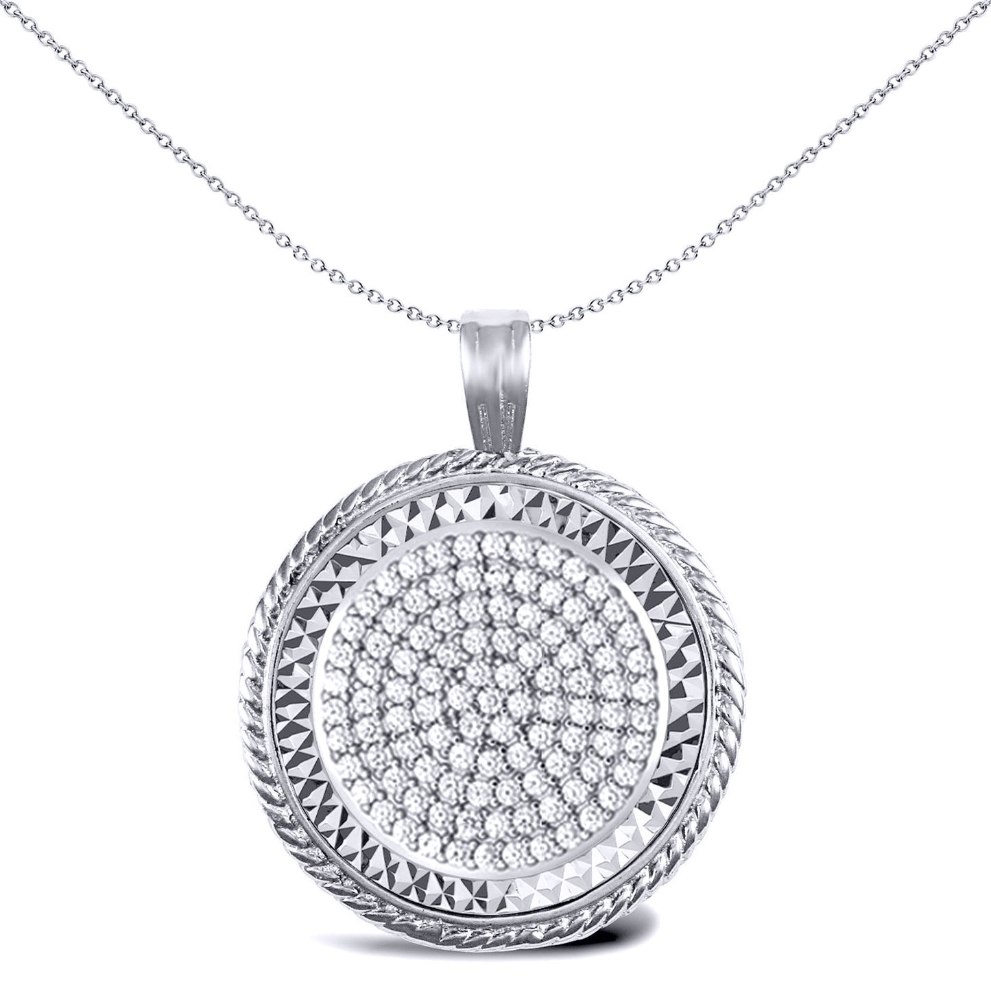 925 Silver  Rope Edge Full Sovereign Coin Mount Pendant CZ Disc - ASP001-F