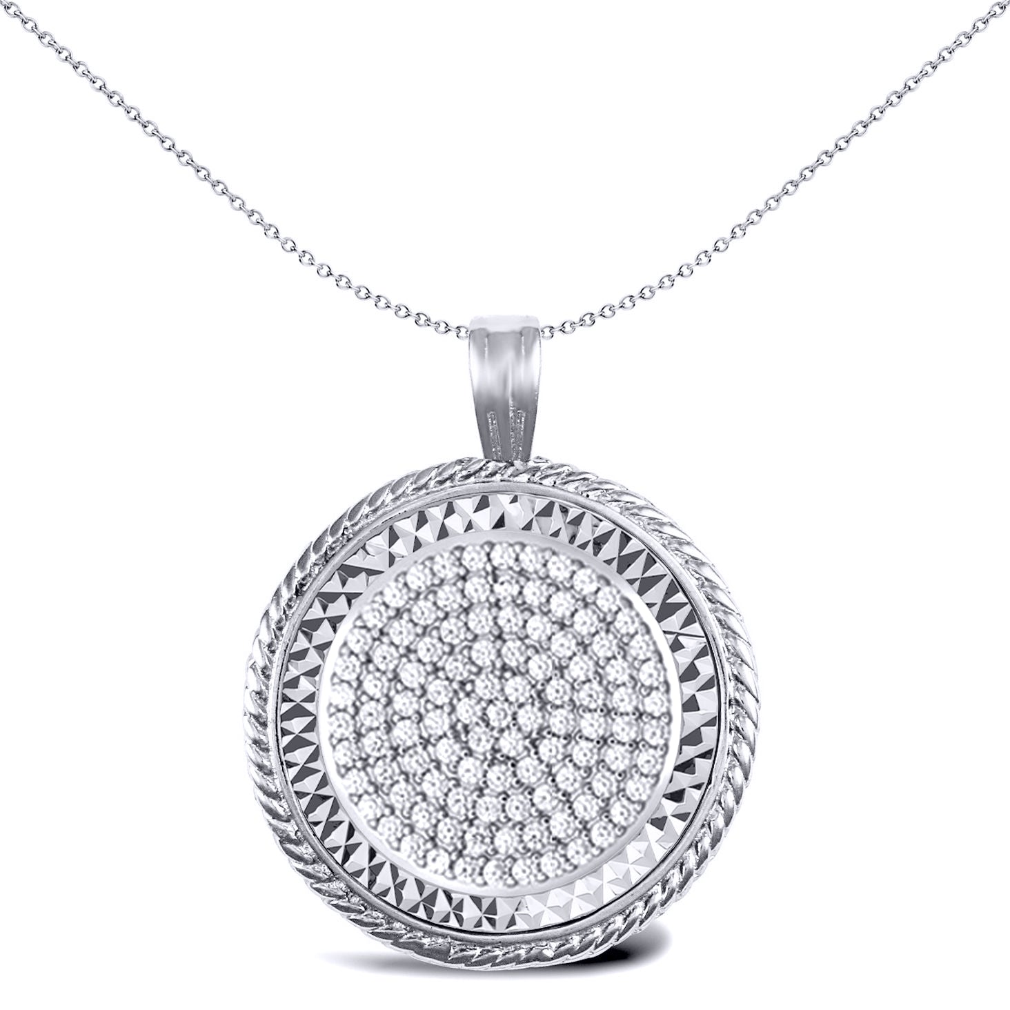 925 Silver  Rope Edge Full Sovereign Coin Mount Pendant CZ Disc - ASP001-F