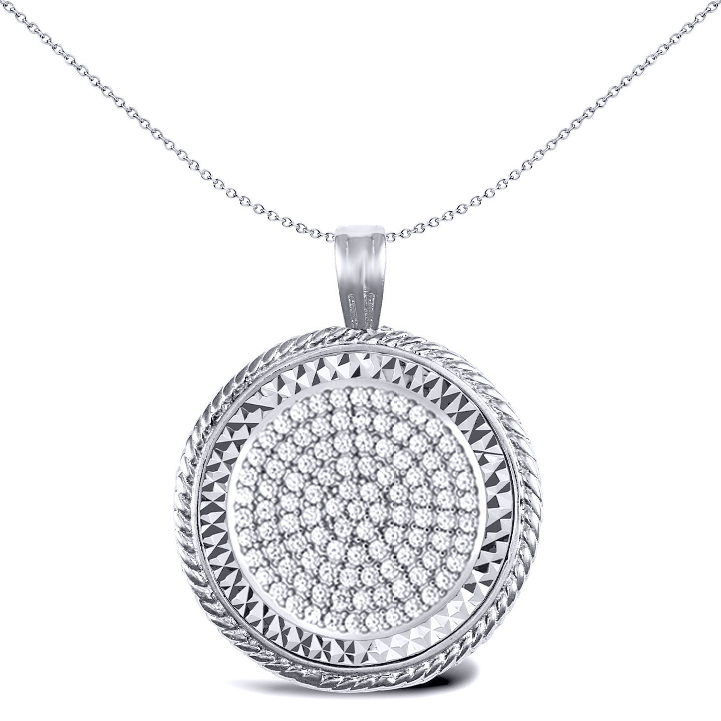 925 Silver  Rope Edge Full Sovereign Coin Mount Pendant CZ Disc - ASP001-F