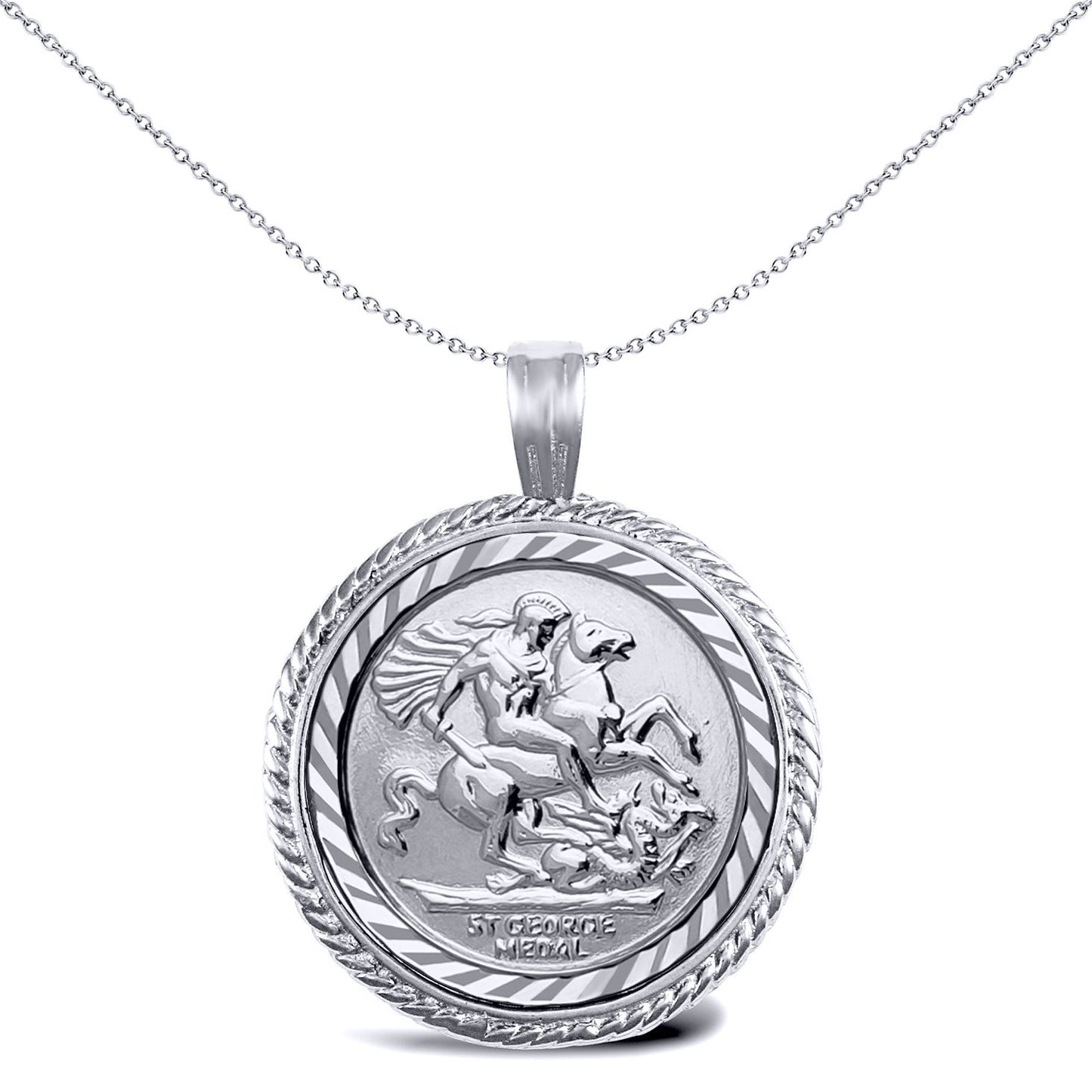 925 Silver  Rope Edge St George Pendant (Full Sov Size) - ASP001-F
