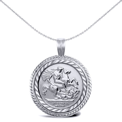925 Silver  Rope Edge St George Pendant (Full Sov Size) - ASP001-F