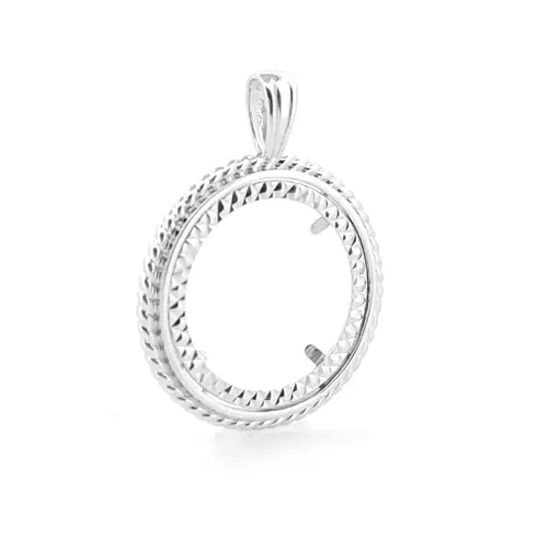 925 Silver  Rope Edge Full Sovereign Coin Mount Pendant - ASP001-F