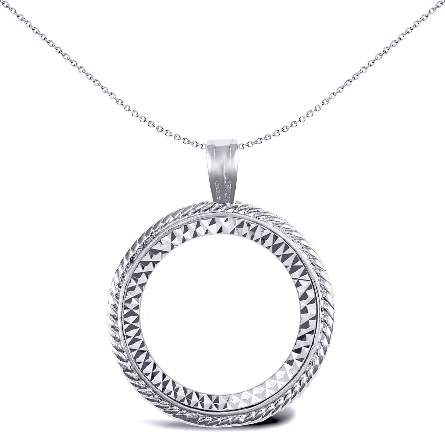 925 Silver  Rope Edge Full Sovereign Coin Mount Pendant - ASP001-F