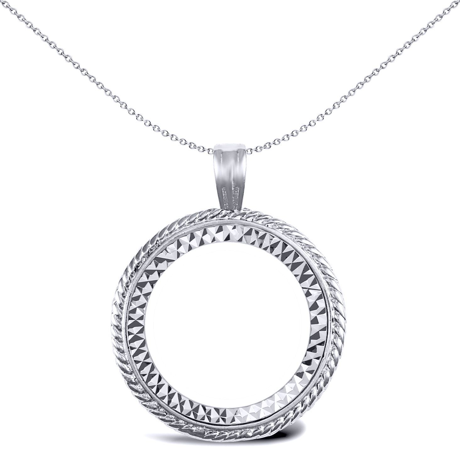925 Silver  Rope Edge Full Sovereign Coin Mount Pendant - ASP001-F