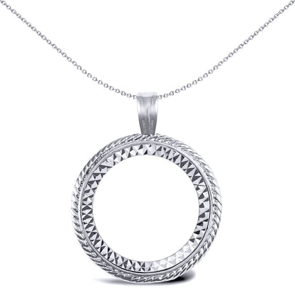 925 Silver  Rope Edge Full Sovereign Coin Mount Pendant - ASP001-F