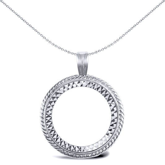 925 Silver  Rope Edge Full Sovereign Coin Mount Pendant - ASP001-F