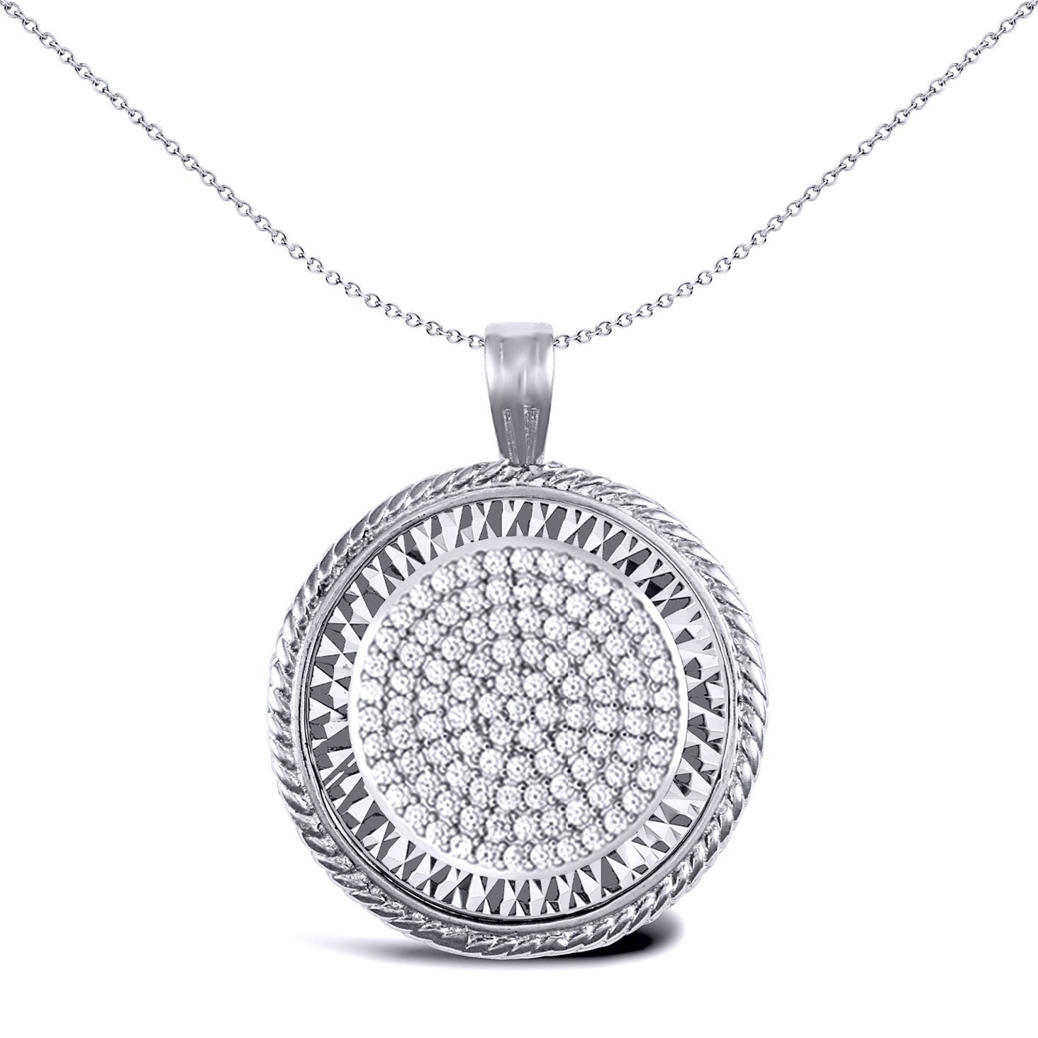 925 Silver  Rope Edge Half Sovereign Coin Mount Pendant CZ Disc - ASP001-H