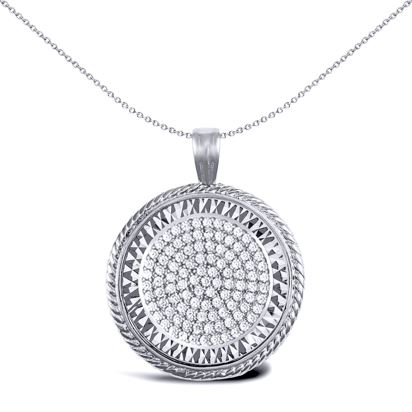 925 Silver  Rope Edge Half Sovereign Coin Mount Pendant CZ Disc - ASP001-H