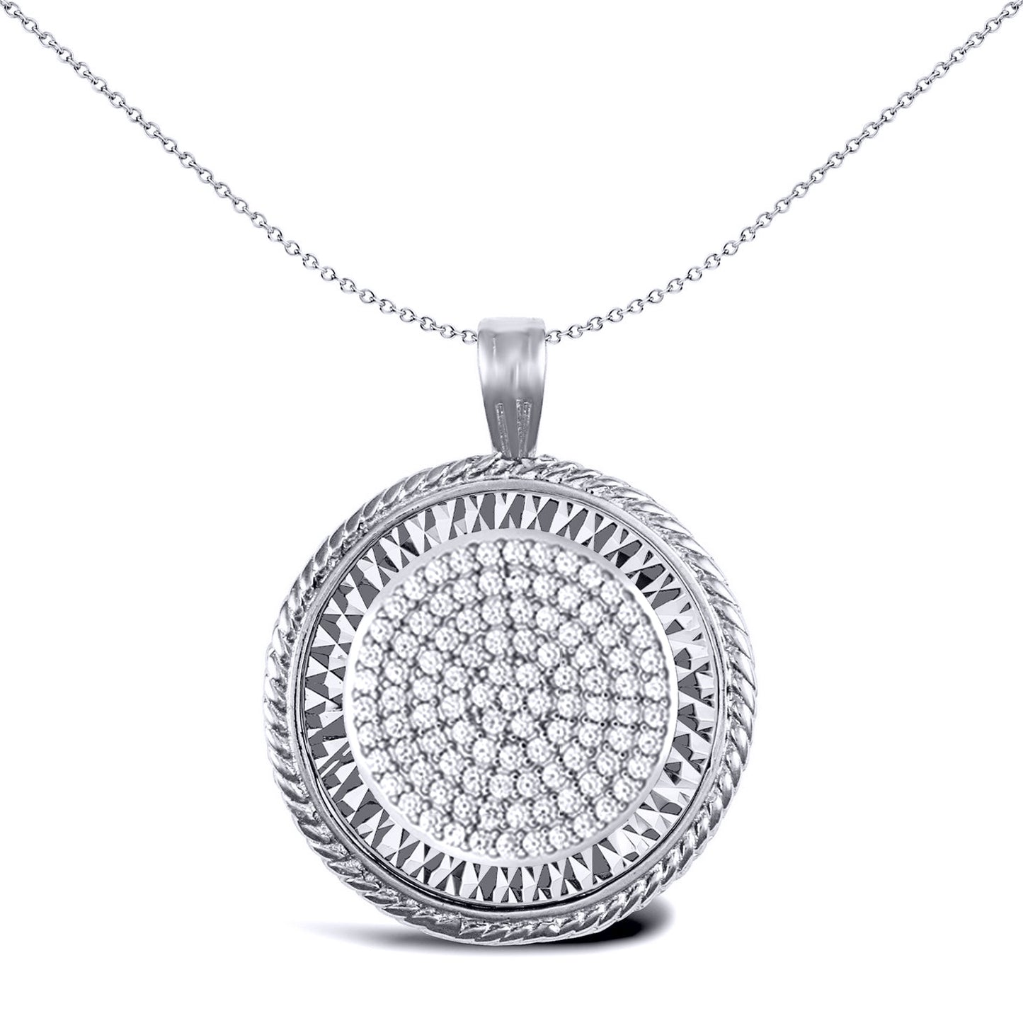 925 Silver  Rope Edge Half Sovereign Coin Mount Pendant CZ Disc - ASP001-H