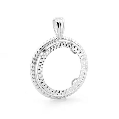 925 Silver  Rope Edge Half Sovereign Coin Mount Pendant - ASP001-H