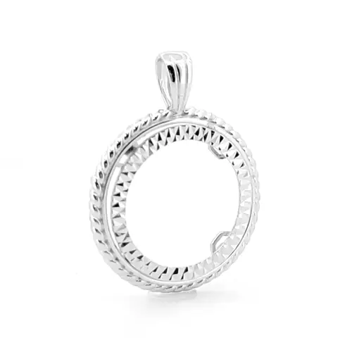 925 Silver  Rope Edge Half Sovereign Coin Mount Pendant - ASP001-H