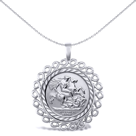 925 Silver  Loop Spiral St George Pendant (Full Sov Size) - ASP002-F