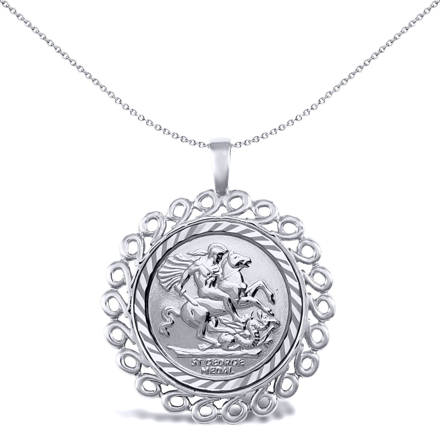 925 Silver  Loop Spiral St George Pendant (Full Sov Size) - ASP002-F