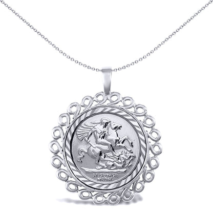 925 Silver  Loop Spiral St George Pendant (Full Sov Size) - ASP002-F