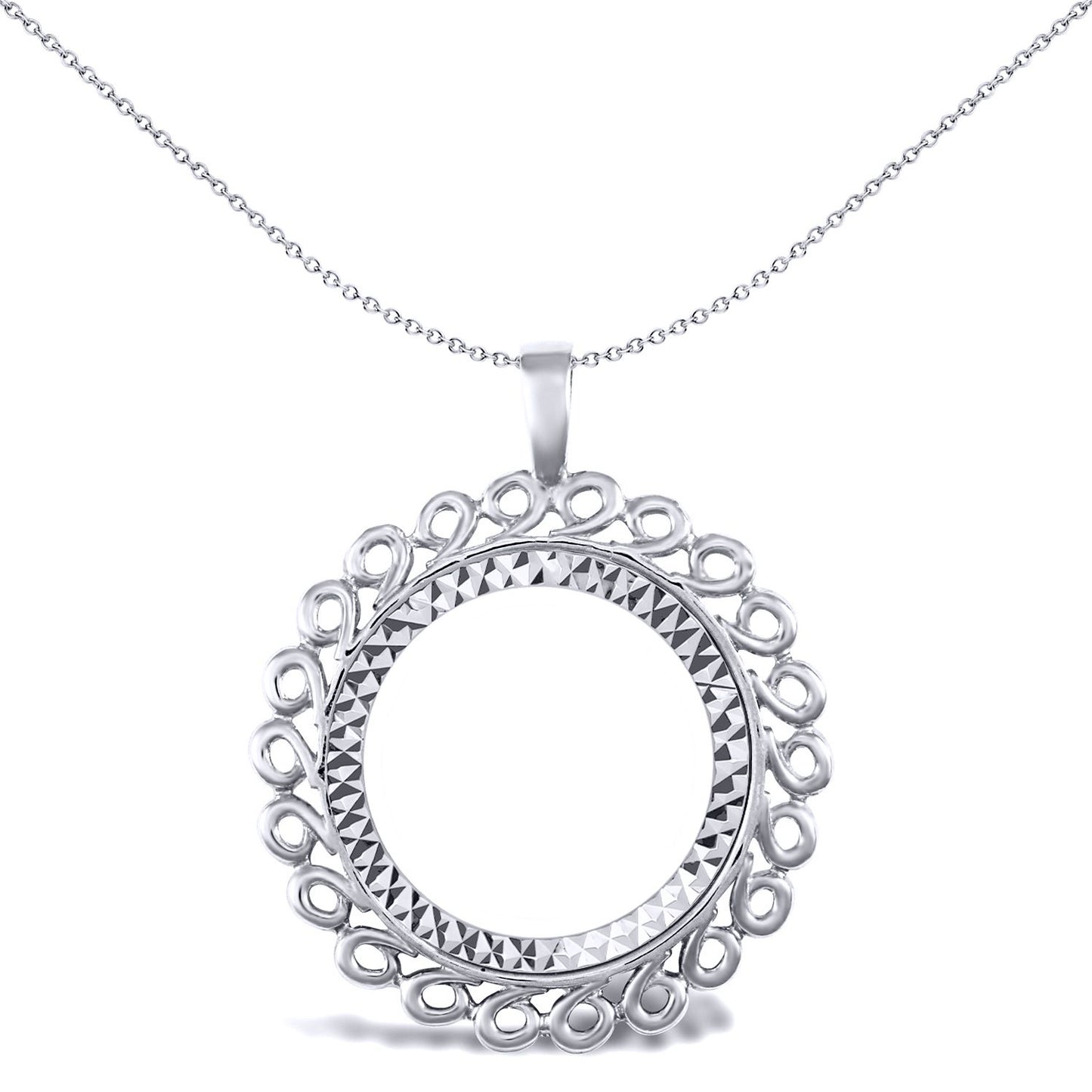 925 Silver  Loop Spiral Full Sovereign Coin Mount Pendant - ASP002-F