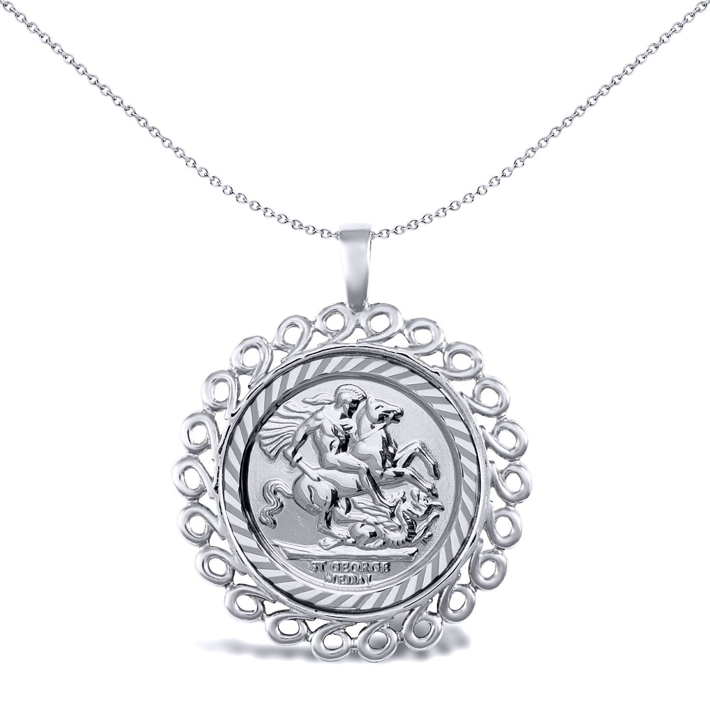 925 Silver  Loop Spiral St George Pendant (Half Sov Size) - ASP002-H