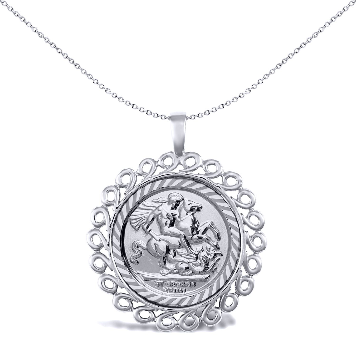 925 Silver  Loop Spiral St George Pendant (Half Sov Size) - ASP002-H
