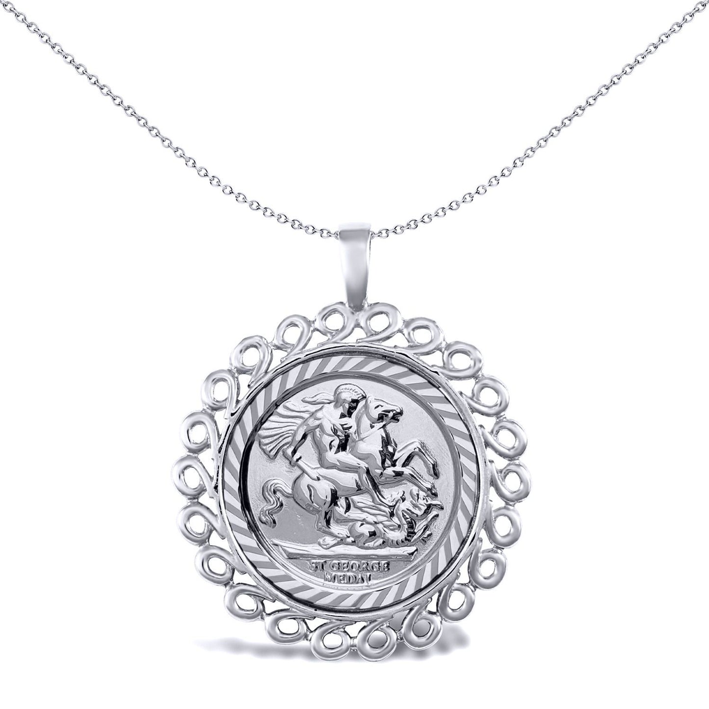 925 Silver  Loop Spiral St George Pendant (Half Sov Size) - ASP002-H