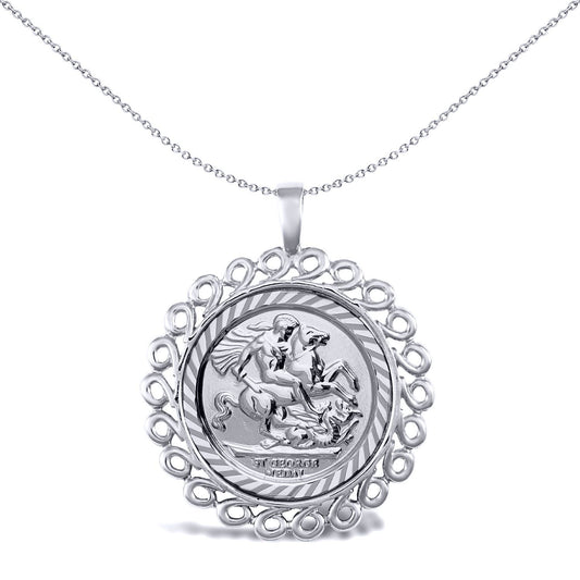 925 Silver  Loop Spiral St George Pendant (Half Sov Size) - ASP002-H