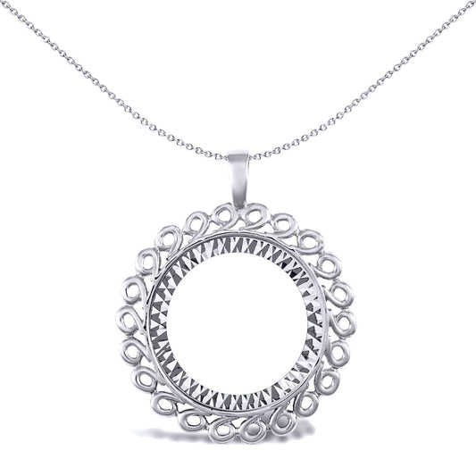 925 Silver  Loop Spiral Half Sovereign Coin Mount Pendant - ASP002-H