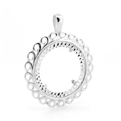 925 Silver  Loop Spiral Half Sovereign Coin Mount Pendant - ASP002-H