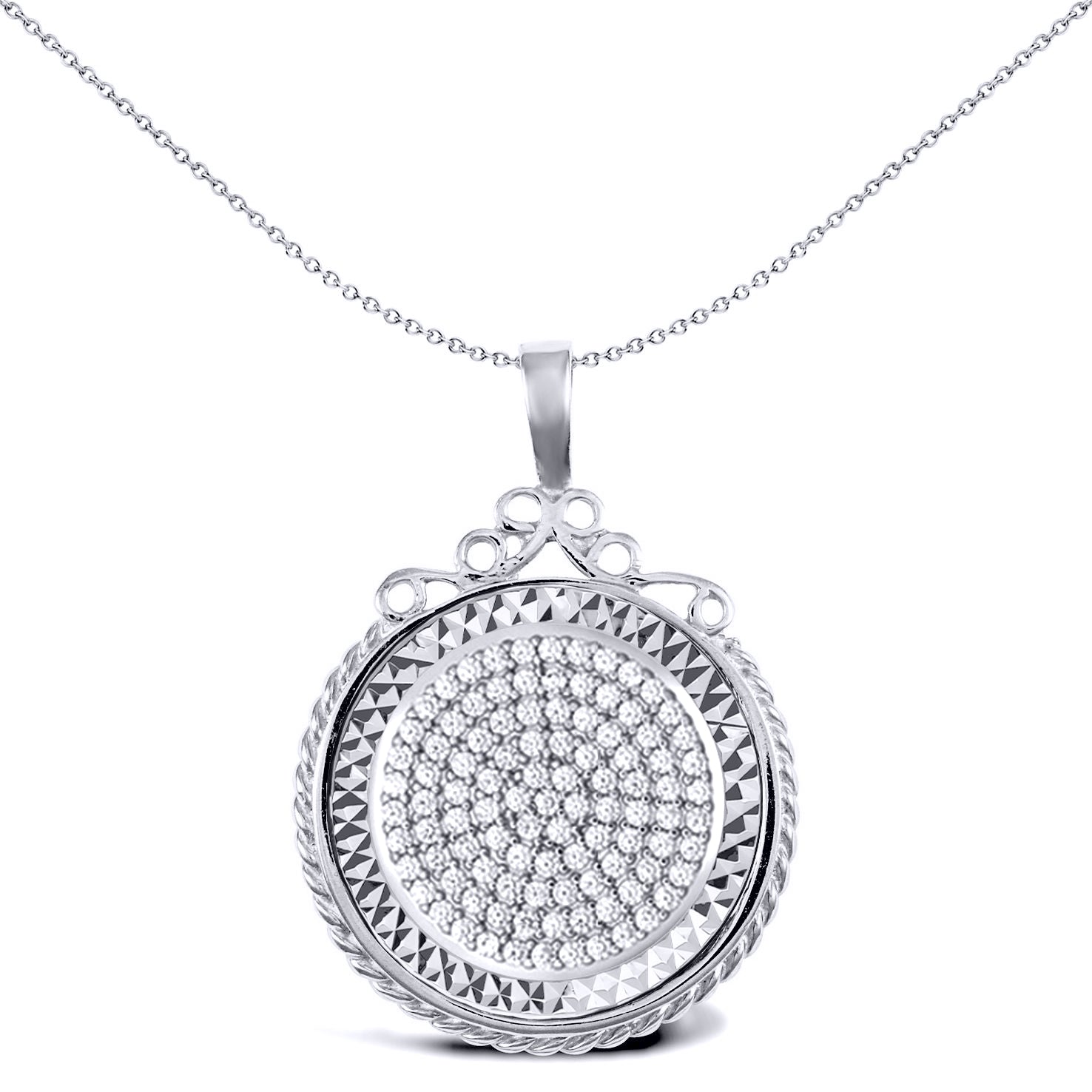 Silver  Rope Scroll Top Full Sovereign Coin Mount Pendant CZ Disc - ASP003-F