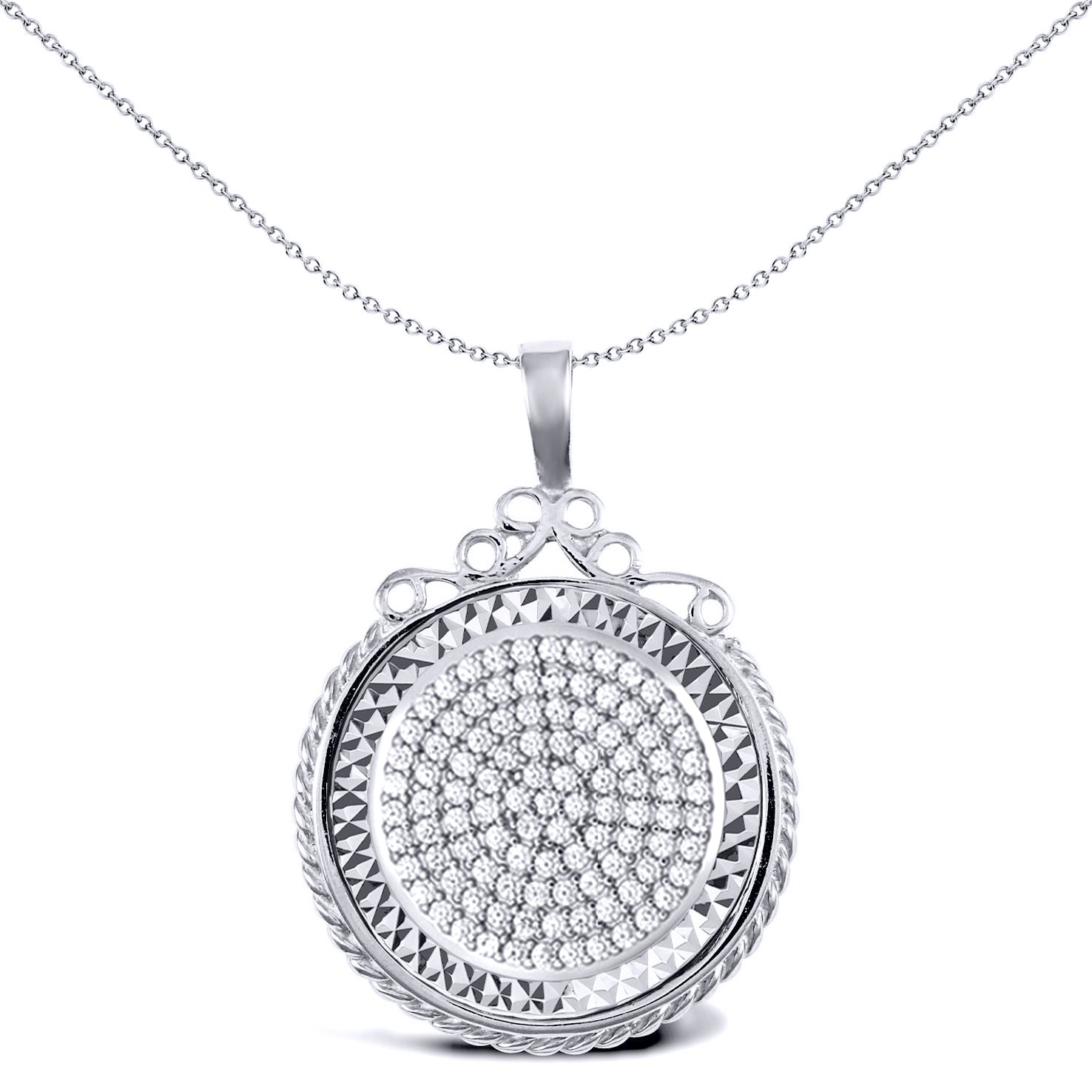 Silver  Rope Scroll Top Full Sovereign Coin Mount Pendant CZ Disc - ASP003-F