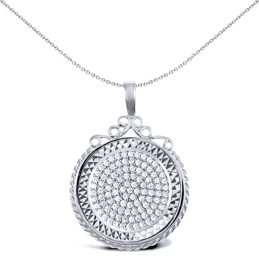 Silver  Rope Scroll Top Full Sovereign Coin Mount Pendant CZ Disc - ASP003-F