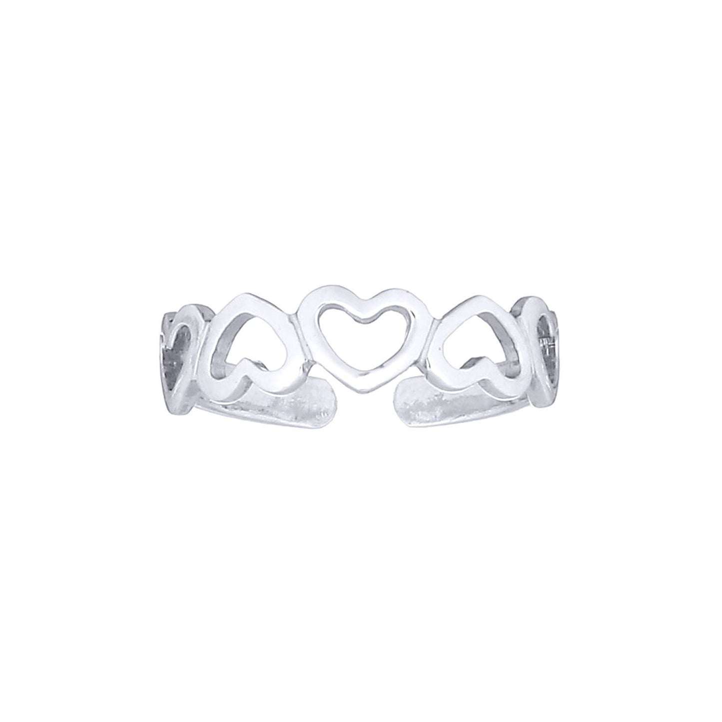 Silver  5 Open Love Hearts Toe Ring - ATR001