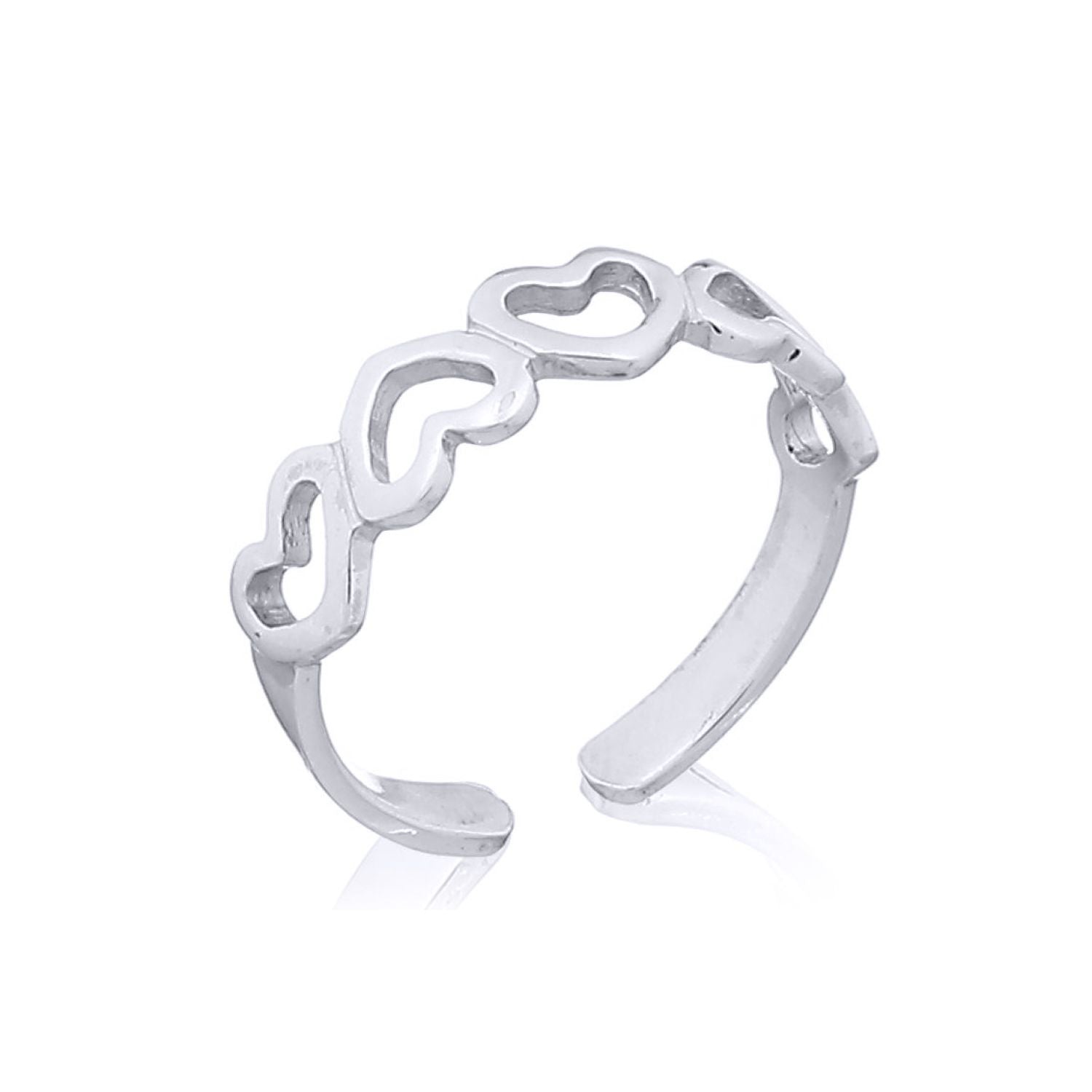 Silver  5 Open Love Hearts Toe Ring - ATR001